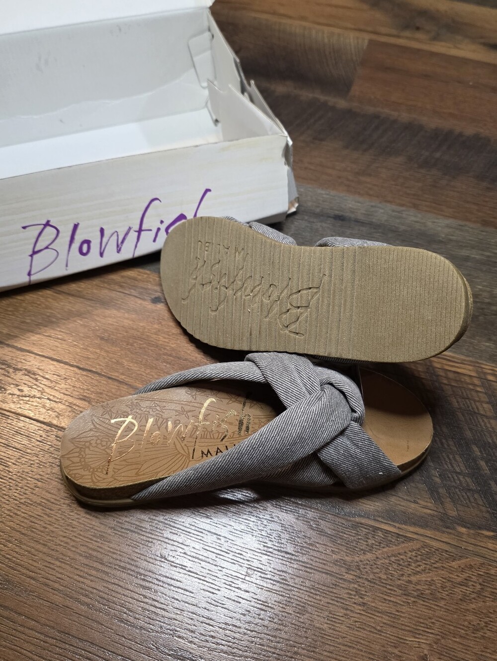 Blowfish Womens Grey Slide Sandals